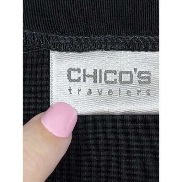 Chicos Travelers Long Sleeve Slinky Black Long Sleeve blouse 1 Top M 6 8 - Picture 2 of 6